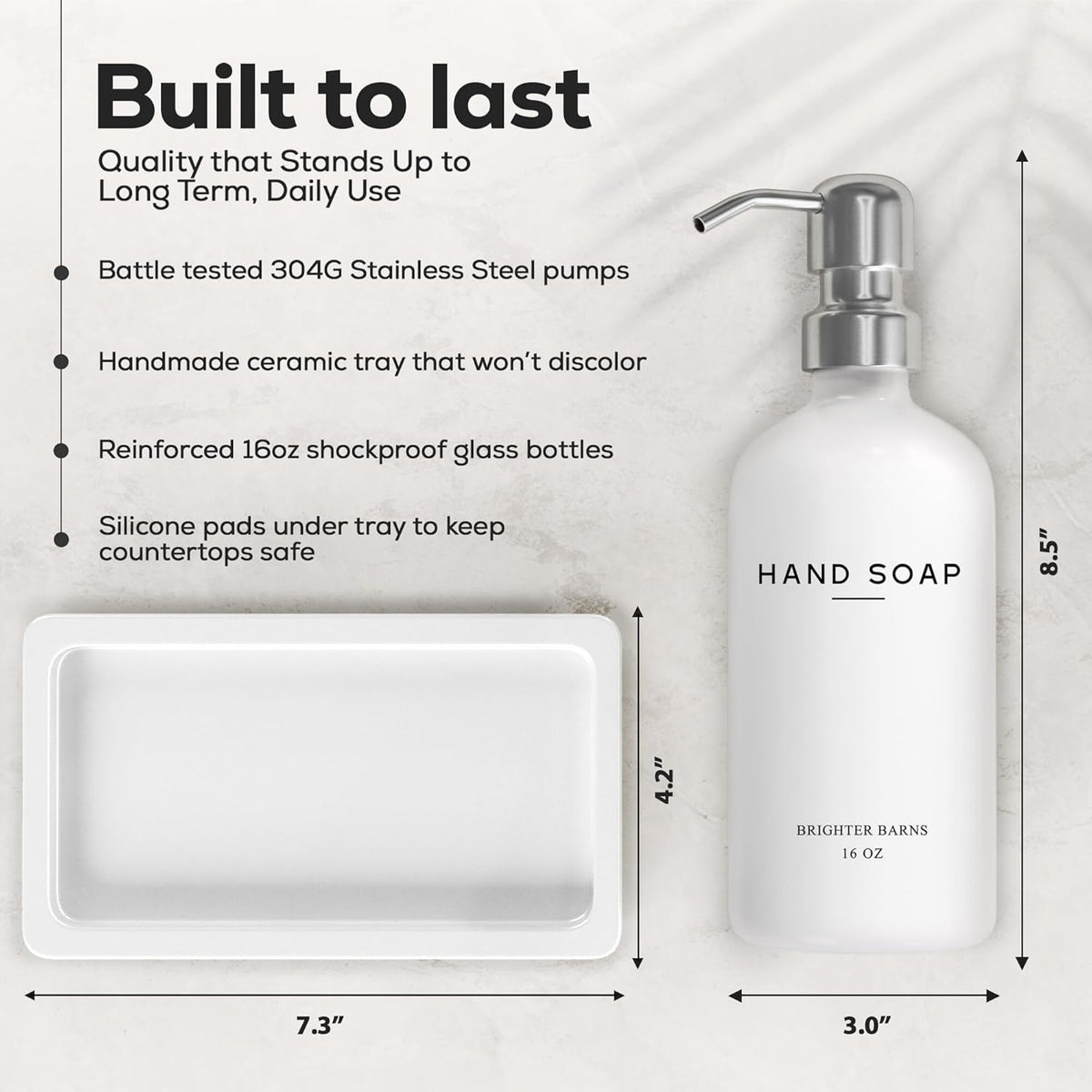 White Glass Hand and Dish Soap Dispenser Set by Brighter Barns - Kitchen Soap Dispenser Set with