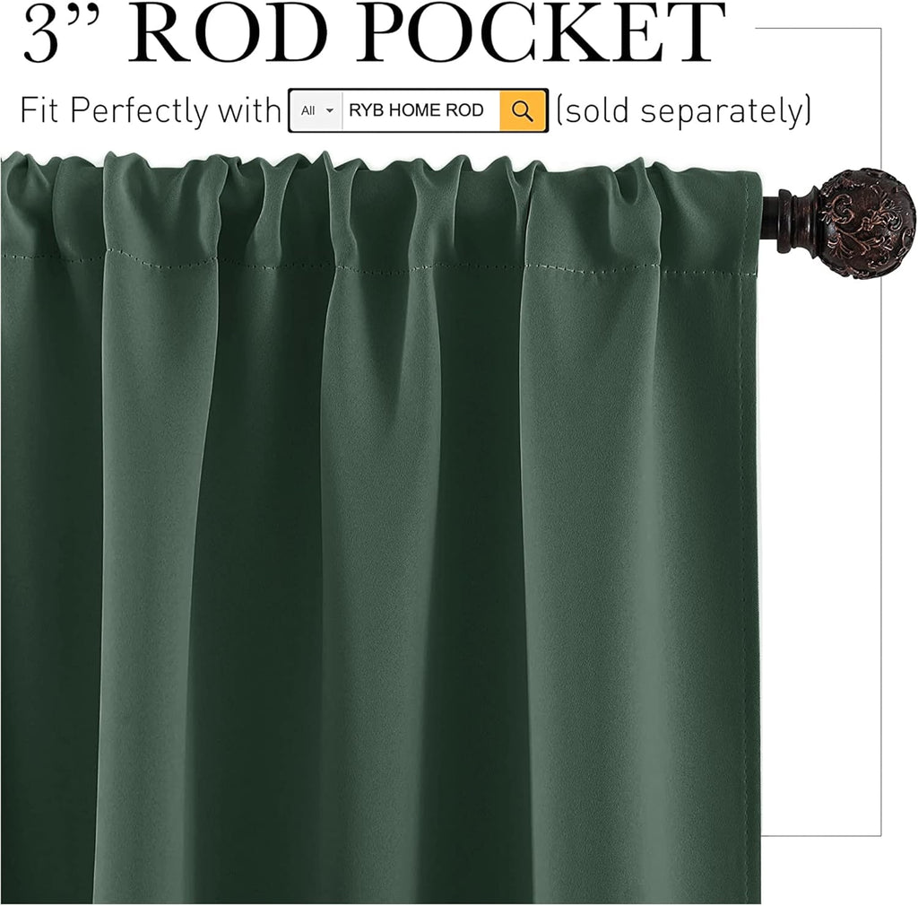 RYB HOME Small Curtains Blackout - Privacy Energy Efficiency Mini Curtains for Kids Bedroom RV
