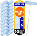 6 ft Extendable Duster Handle with 20 Pcs, Compatible with Swiffer, Disposable Microfiber Dusting