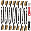 12 Pcs Mini Brass Brush Set, Brass Scratch Brush with Curved Handle, Cleaning Weld Slag and Rust