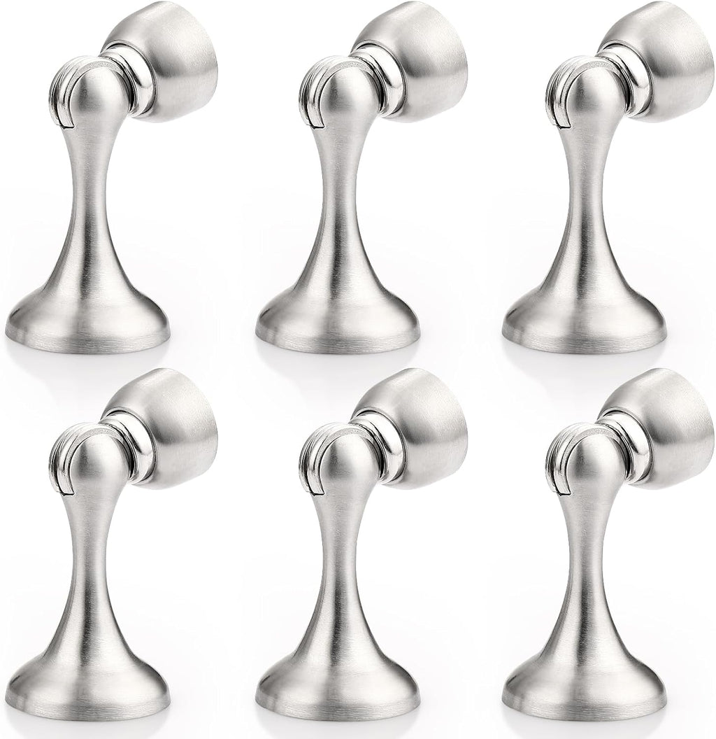 Probrico Brushed Nickel Magnetic Door Stoppers for Bottom of Door, Stainless Steel Magnet Door