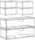 Acrylic Storage Drawers Set of 6, Clear Makeup Organizer, Plastic Organizer Bins for Beauty