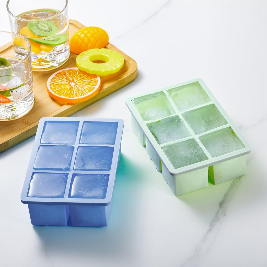 Nax Caki Ice Cube Trays 3 Pack - Large Size Silicone Ice Cube Molds(3 color) for Whiskey Ice Cube