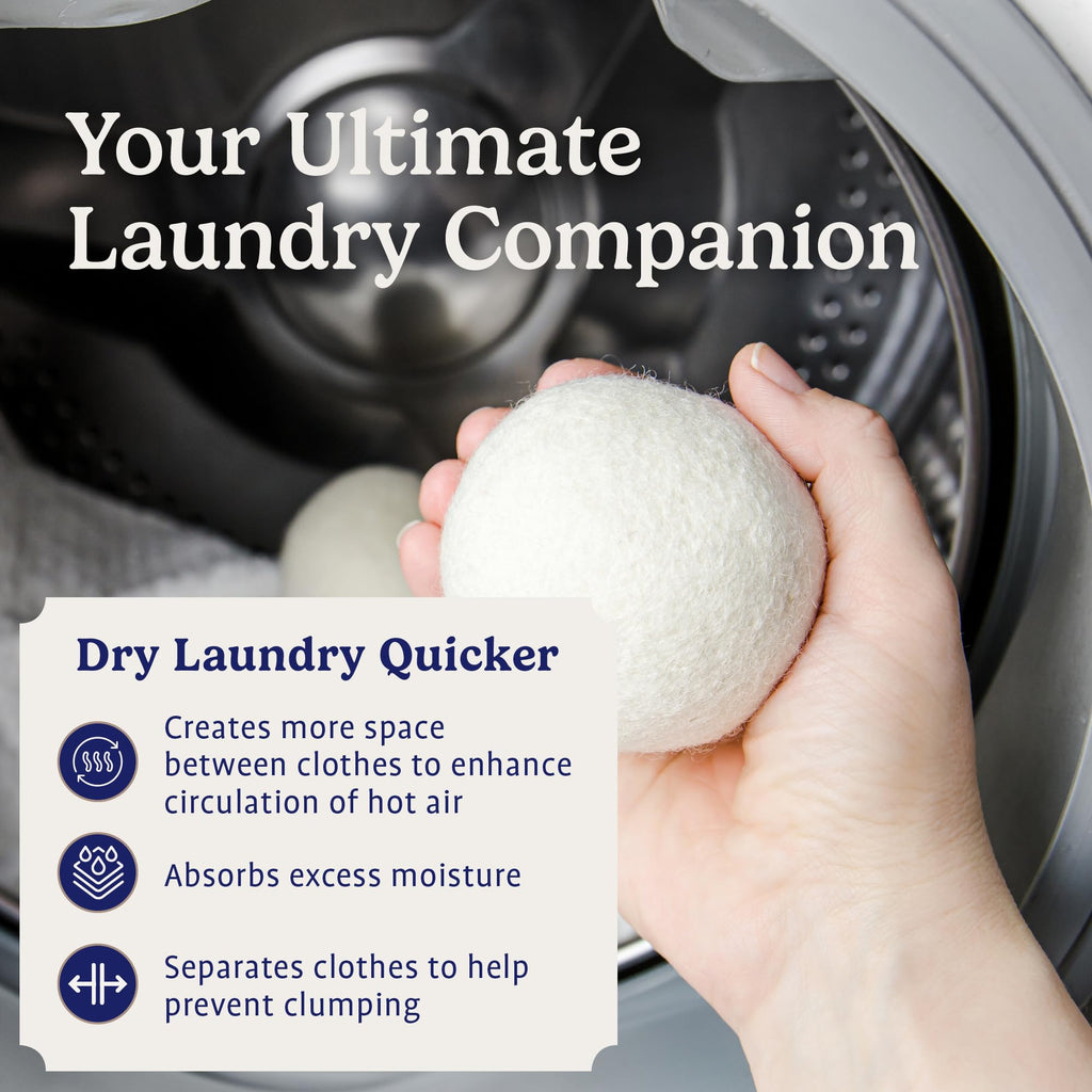 Handy Laundry Wool Dryer Balls 4-Pack, Reusable Natural Fabric Softener
