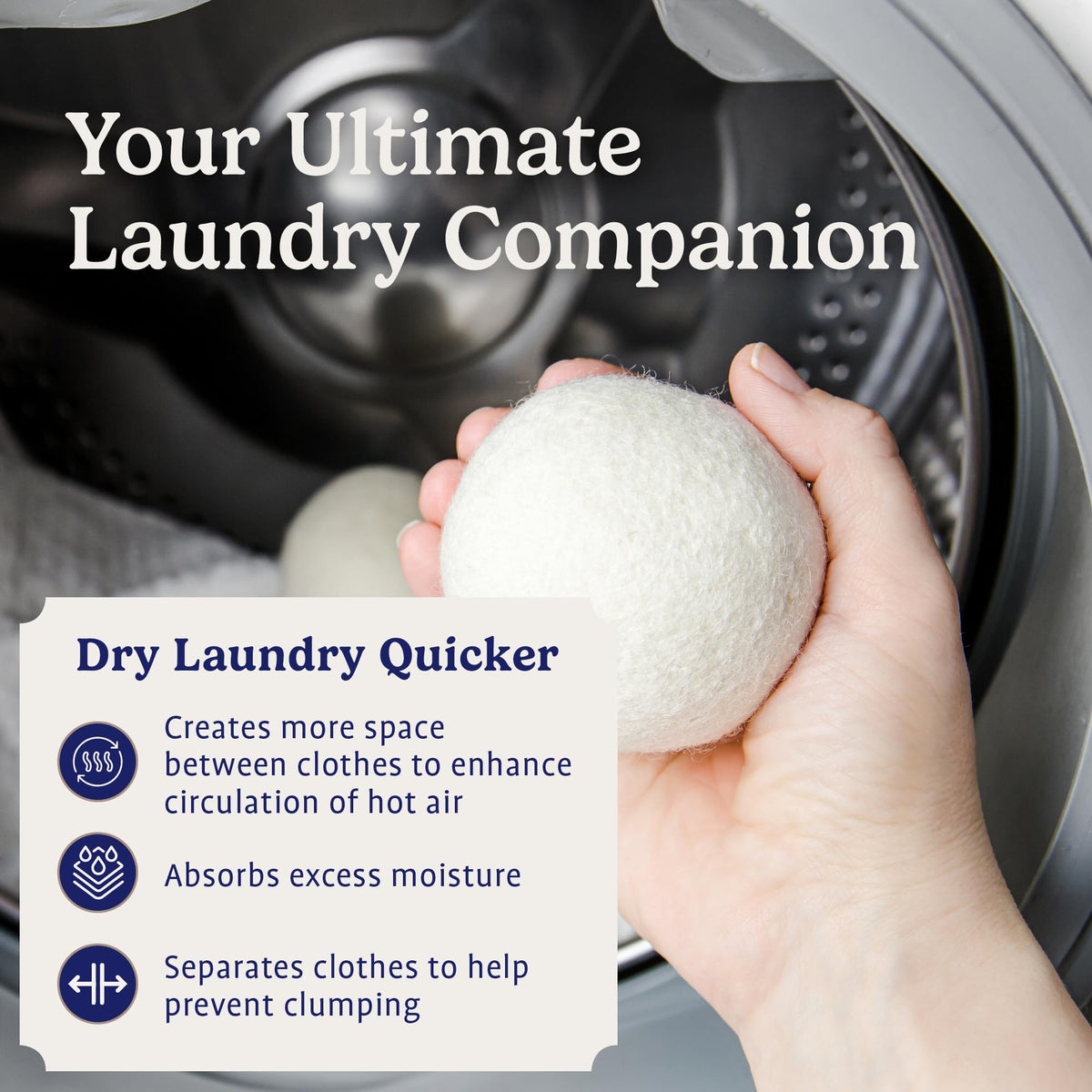 Handy Laundry Wool Dryer Balls 4-Pack, Reusable Natural Fabric Softener