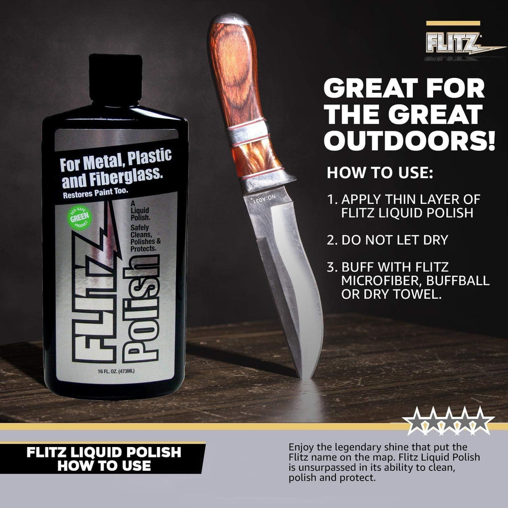 Flitz Multi Purpose Metal Polish Liquid - 3.4oz Bottle of USA-Made Tarnish Remover - For Aluminum