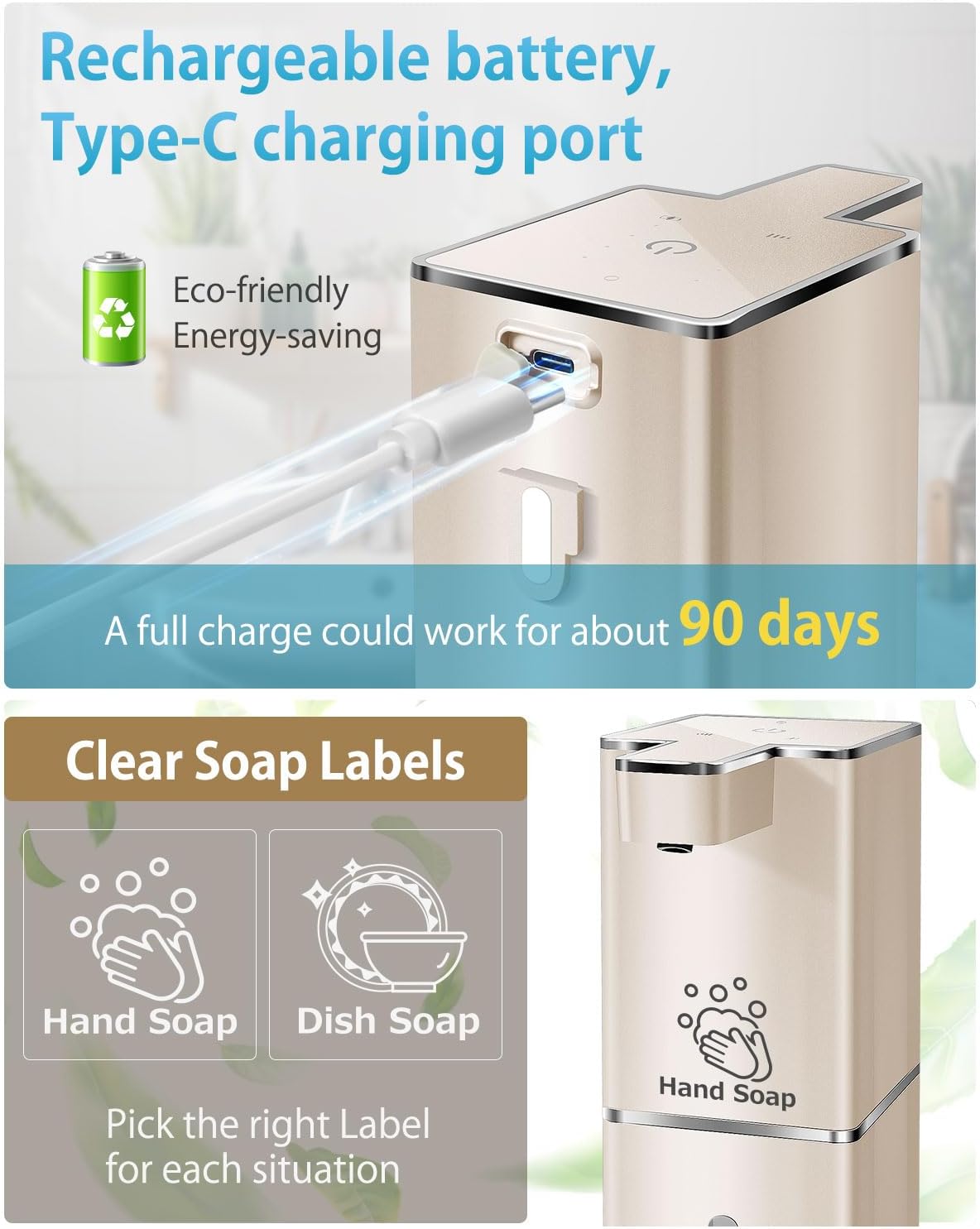 Automatic Liquid Soap Dispenser Touchless Soap Dispenser 380ml/12.8oz Rechargeable, Wall Mounted,4