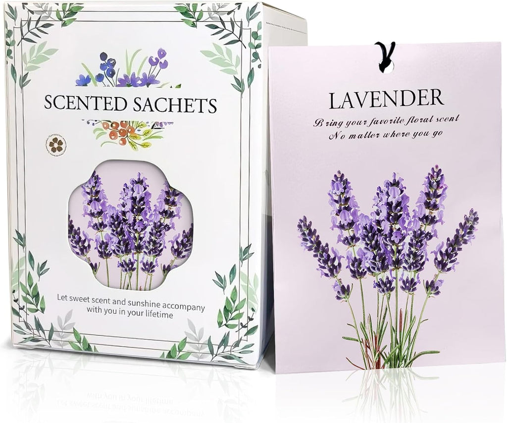 Lavender Scented Sachet Bags - 12 Pack Closet Freshener Odor Eliminator, Long Lasting Home