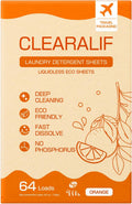 CLEARALIF Laundry Detergent Sheets, Orange, 64 Load, CLEARALIF Laundry Detergent Strips Eco