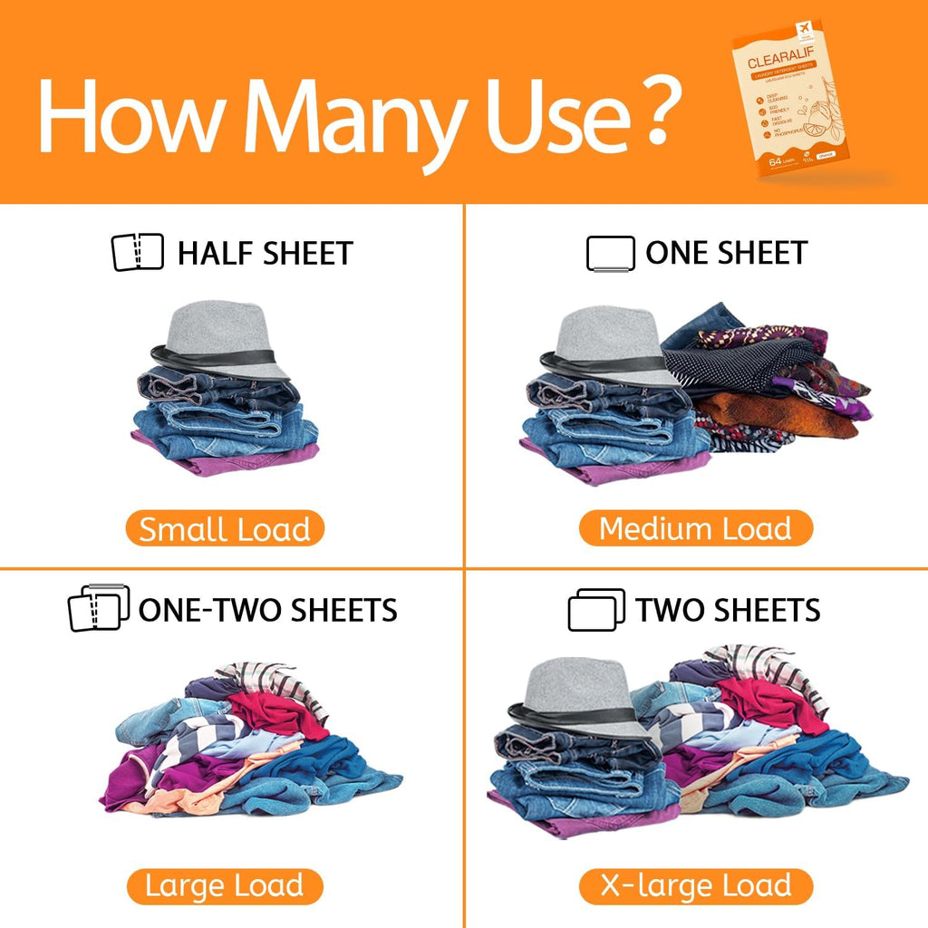 CLEARALIF Laundry Detergent Sheets, Orange, 64 Load, CLEARALIF Laundry Detergent Strips Eco