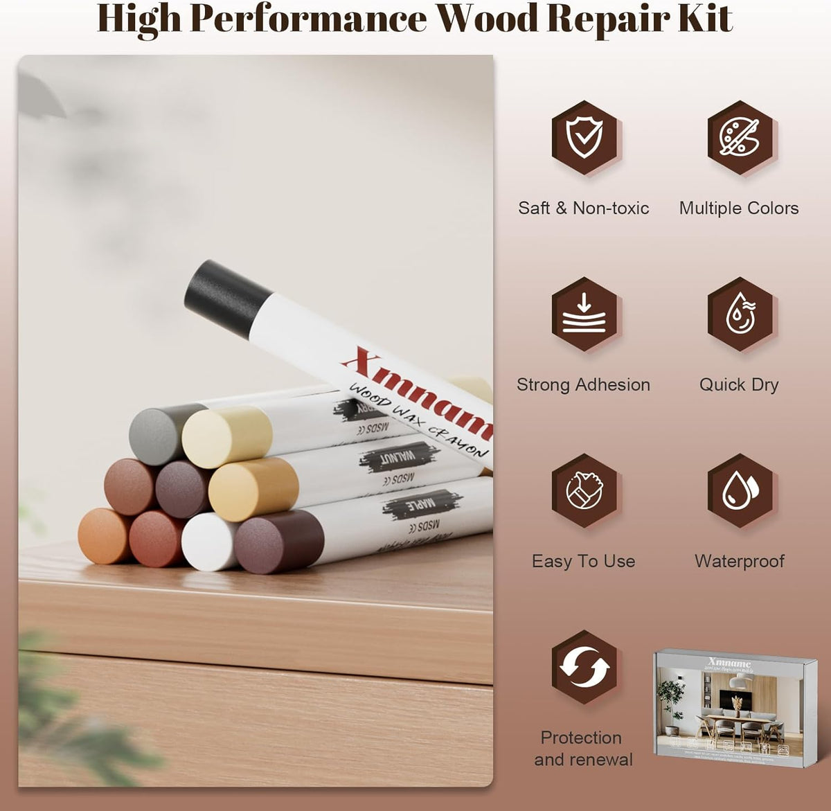 20 Colors Wood Filler Sticks Furniture Markers Touch up,Fill Putty Stick for Repair Furniture
