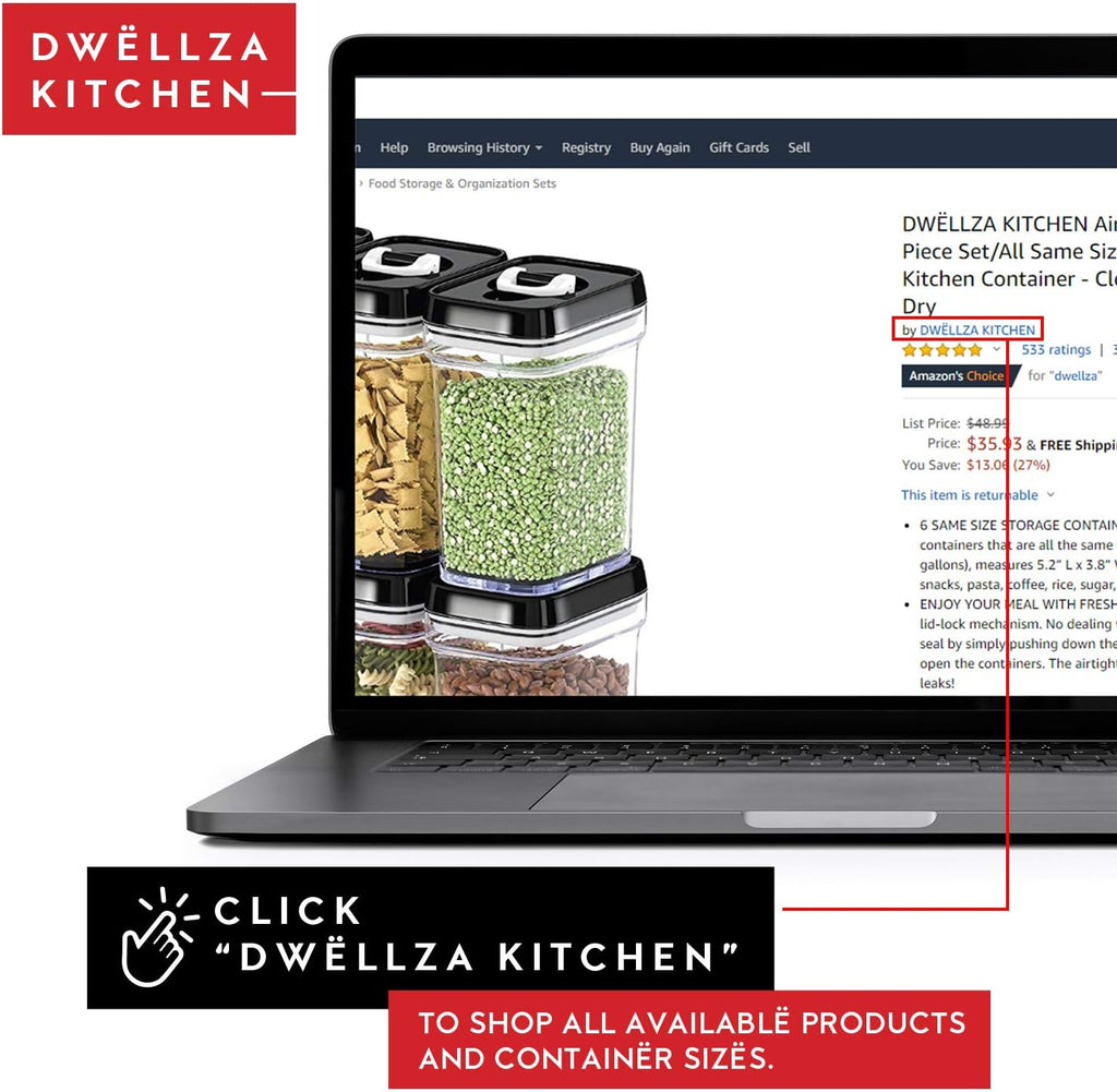 DWËLLZA KITCHEN Mini Airtight Food Storage Containers with Lids – Set of 6 Clear Plastic Small