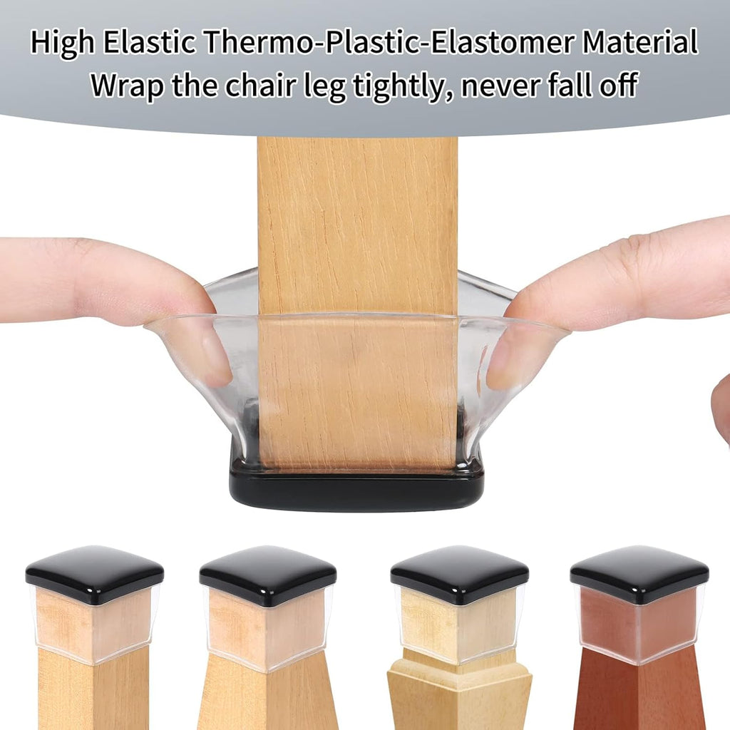 Ezprotekt 8 Pcs Large Clear Chair Leg Sliders for Carpet, Square Teflon Furniture Glides Pads Caps