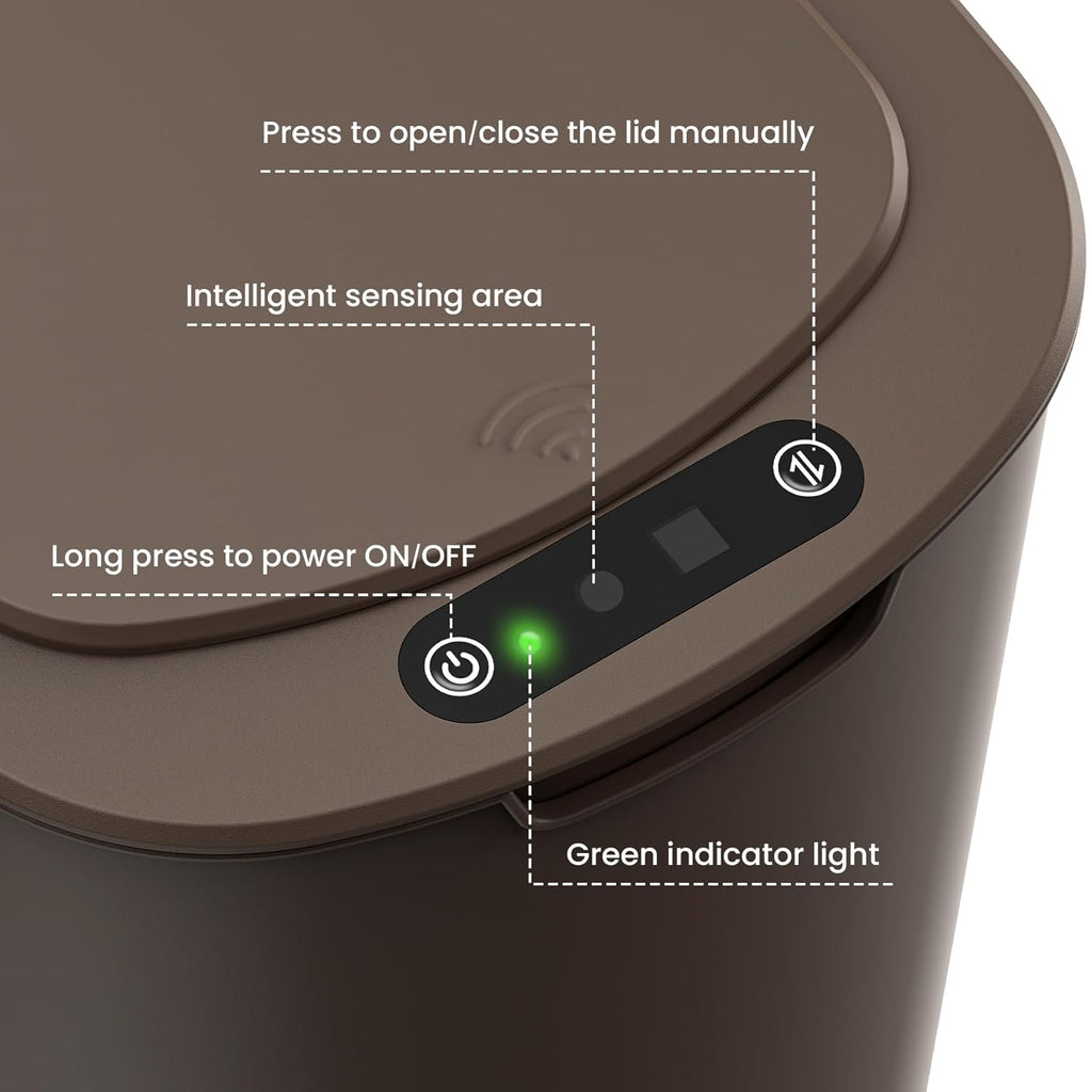 Cesun Motion Sensor Trash Can, 5 Gallon Automatic Bathroom Garbage Can with Lid, Touchless Smart