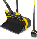 JEHONN Broom and Dust Pan, 54.3 inches Long Handle Swivel Brush, Upright Foldable Dustpan with Comb