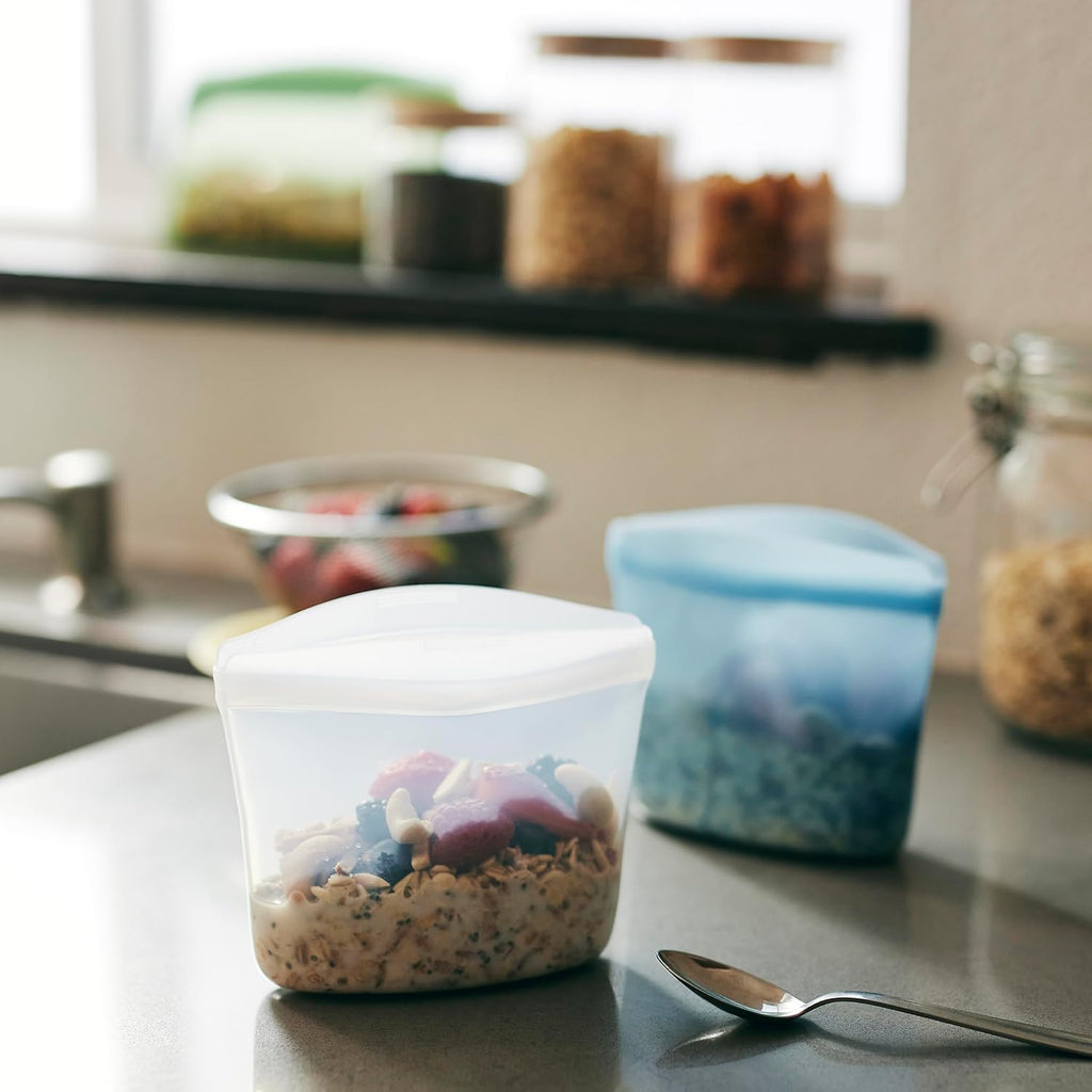 Stasher Premium Silicone Reusable Food Storage Bowl, Blue, Microwave, Sous Vide, Dishwasher, Oven