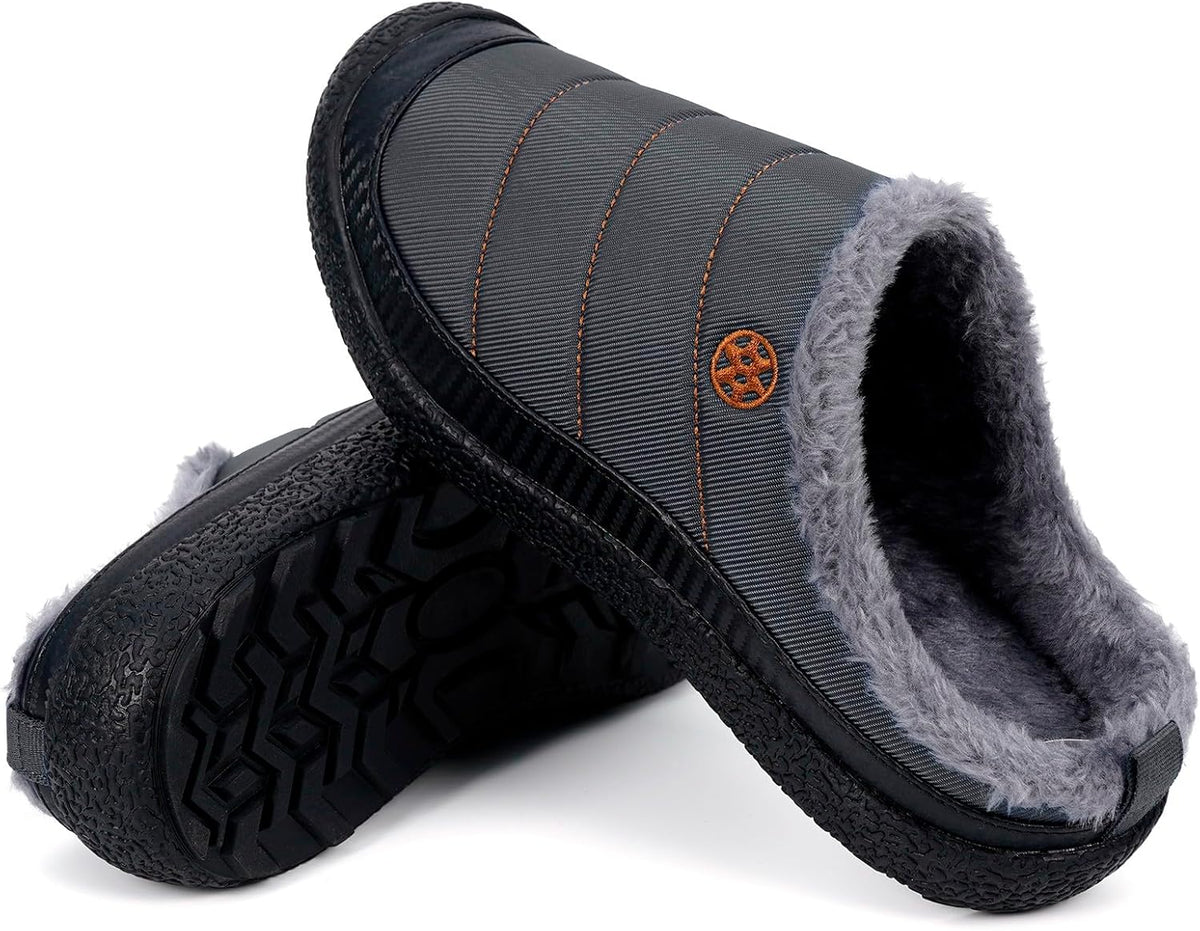Womens Mens House Slippers Slip on Snow Winter Warm Fully Fur Lined Slippers Indoor Outdoor Shoes
