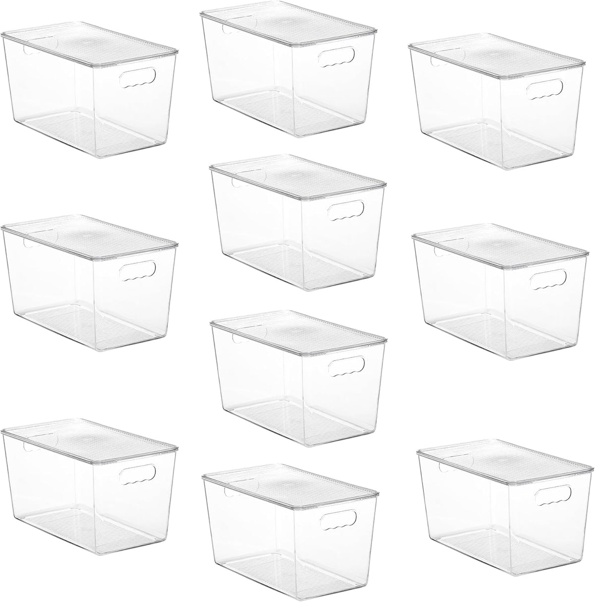 Vtopmart 10 Pack Clear Stackable Storage Bins with Lids,XLarge Plastic Containers with Handle for