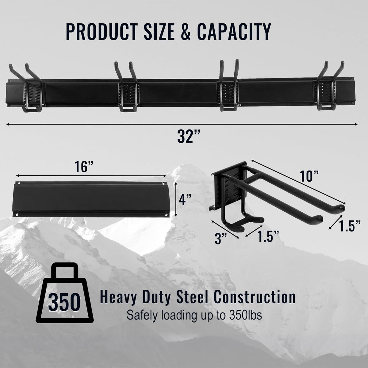 Wall Mount Tool Storage Rack, Heavy Duty Garage Storage Tool Organizer, Garden Tool Wall Hooks and