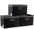 PRANDOM Large Foldable Storage Boxes with Lids [3-Pack] Fabric Collapsible Storage Bins Organizer