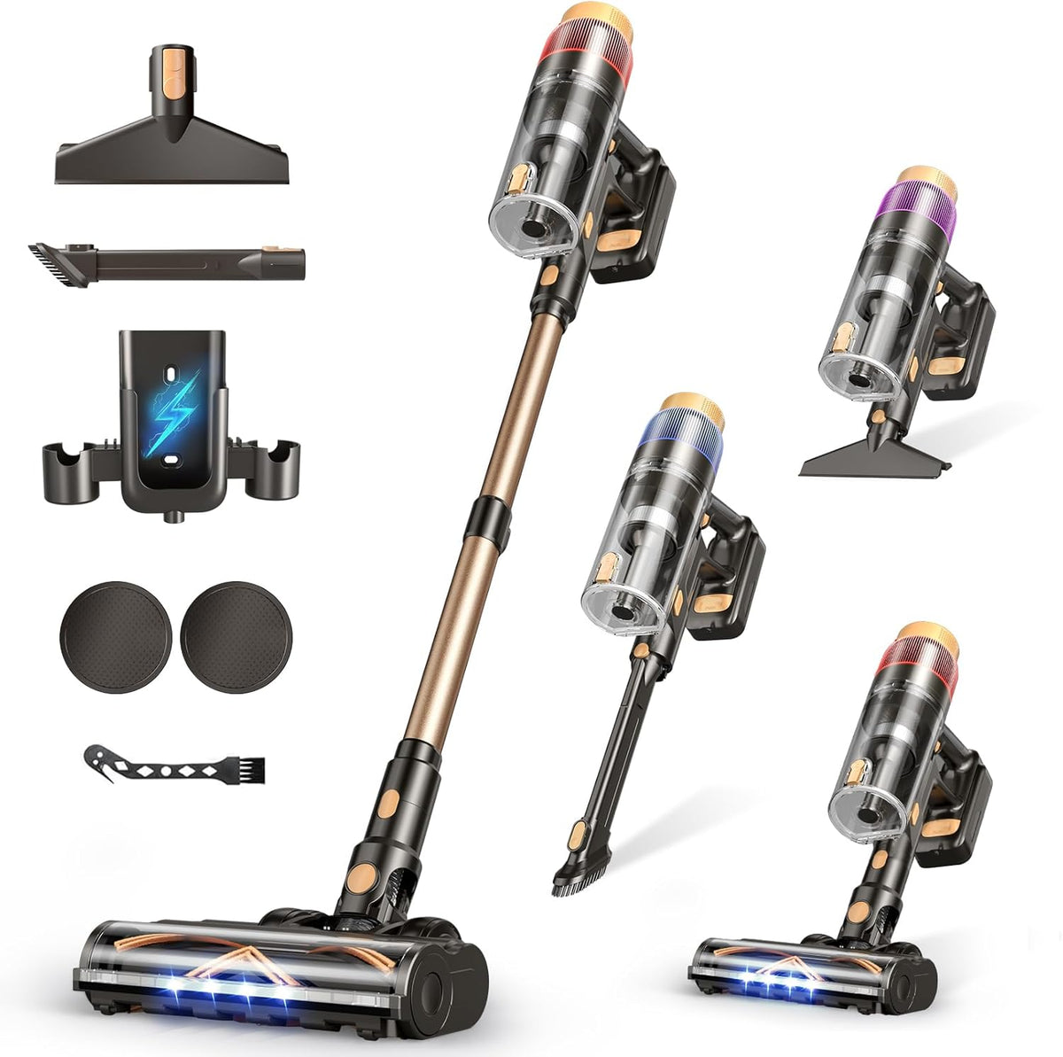 Cordless Vacuum Cleaner, 580W 48KPA 70 Mins Vacuum Cleaners for Home, Self-Standing Stick Vacuum