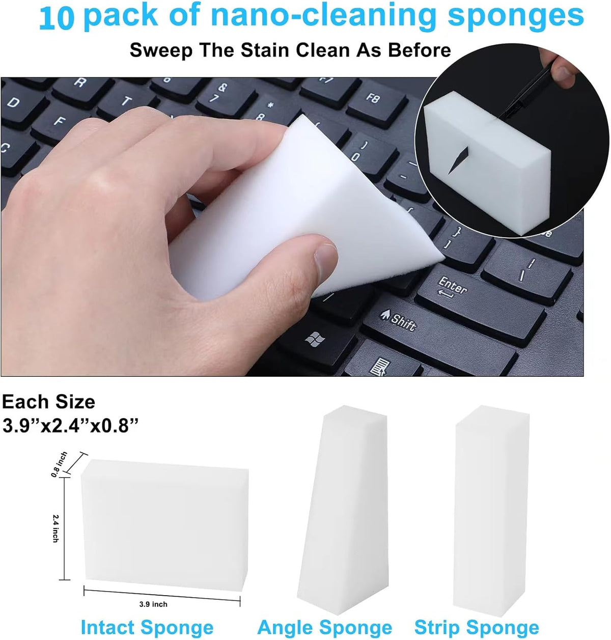 2X Density Magic Sponge Eraser,Multi-Functional Household Cleaning Kitchen Dish Sponge for