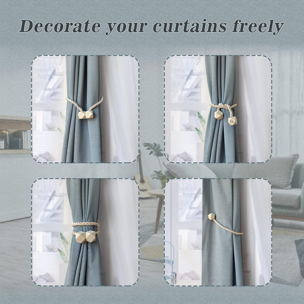 Hion Magnetic Curtain Tiebacks Beige 2pcs, Curtain Tiebacks Buckles Holdbacks Holders Hooks Clip