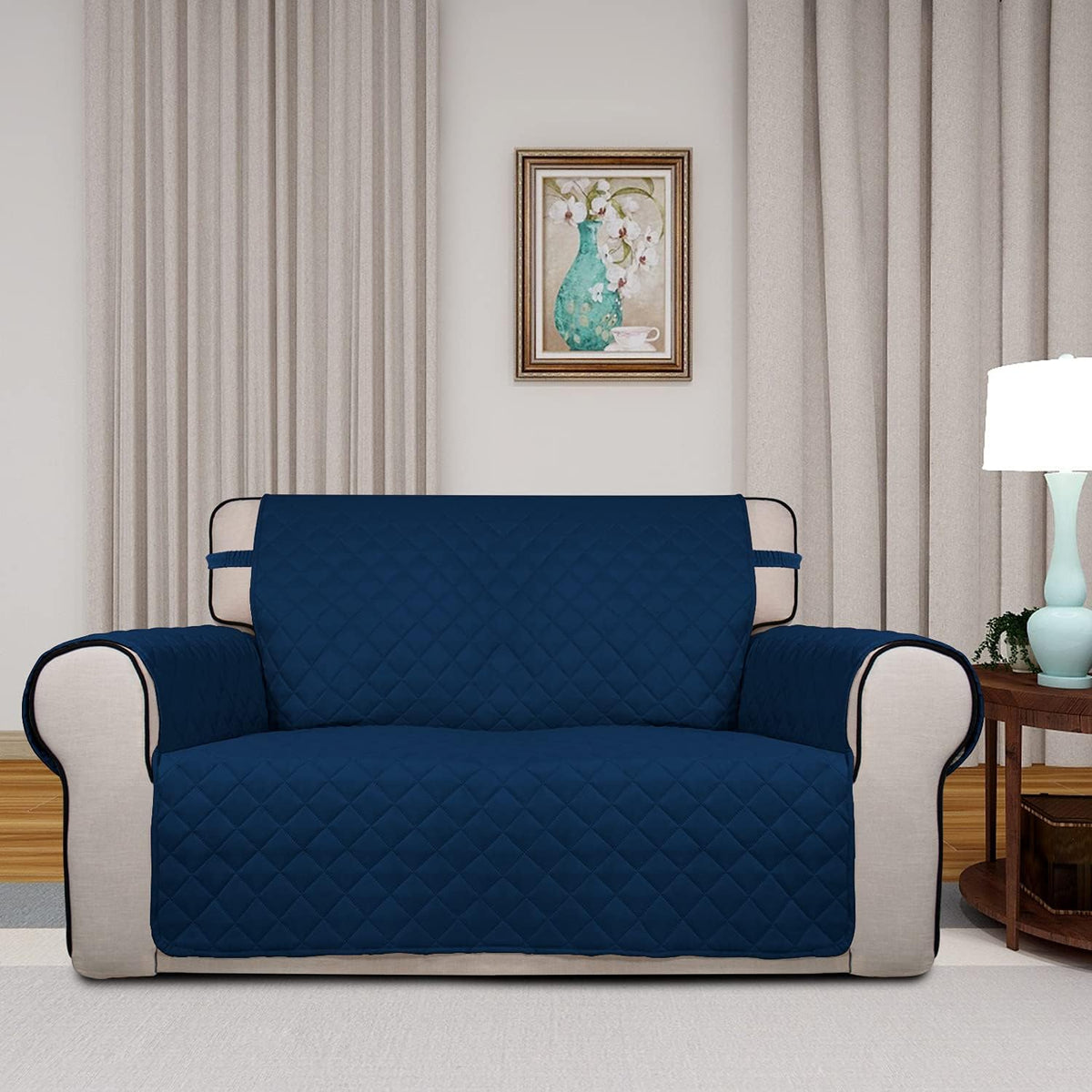 PureFit Reversible Quilted Sofa Cover, Water Resistant Medium Slipcover Furniture Protector