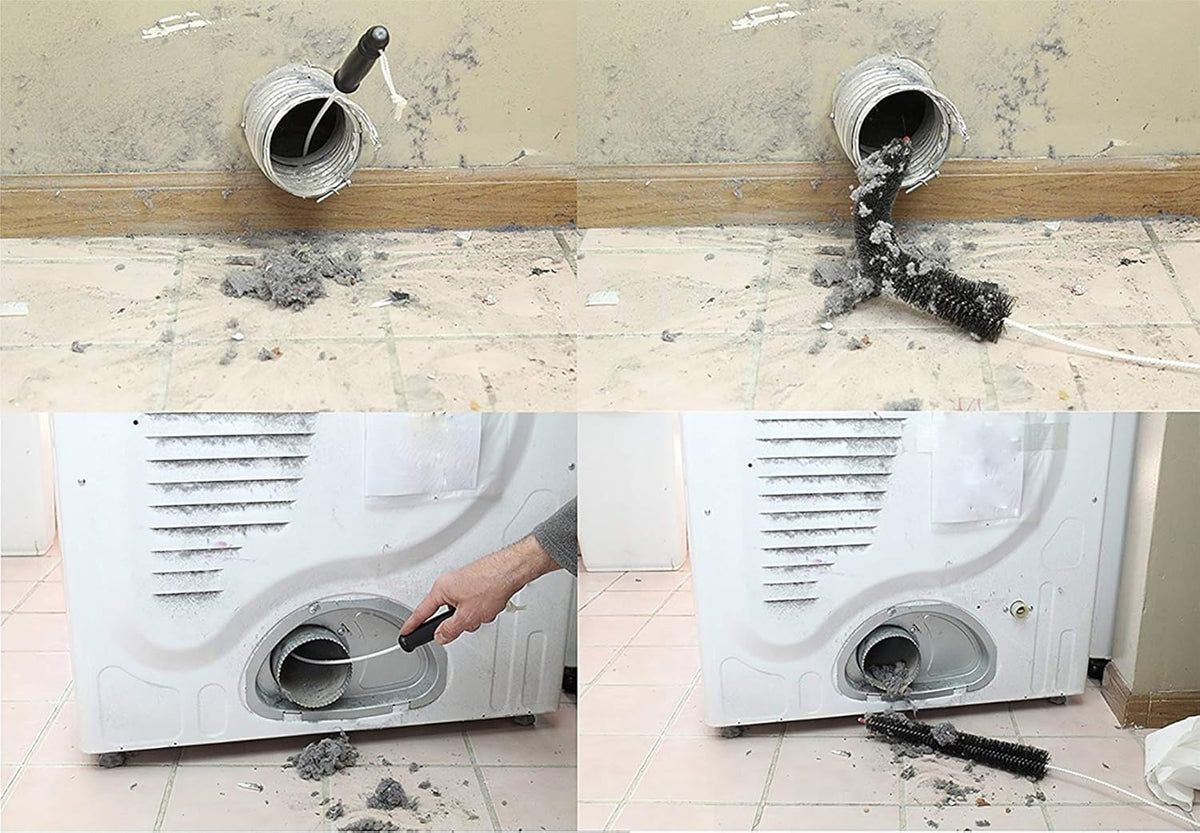 Dryer Vent Cleaner Kit 28 Inch Cleaner Lint Trap Flexible Refrigerator Coil Brush and Vacuum Hose