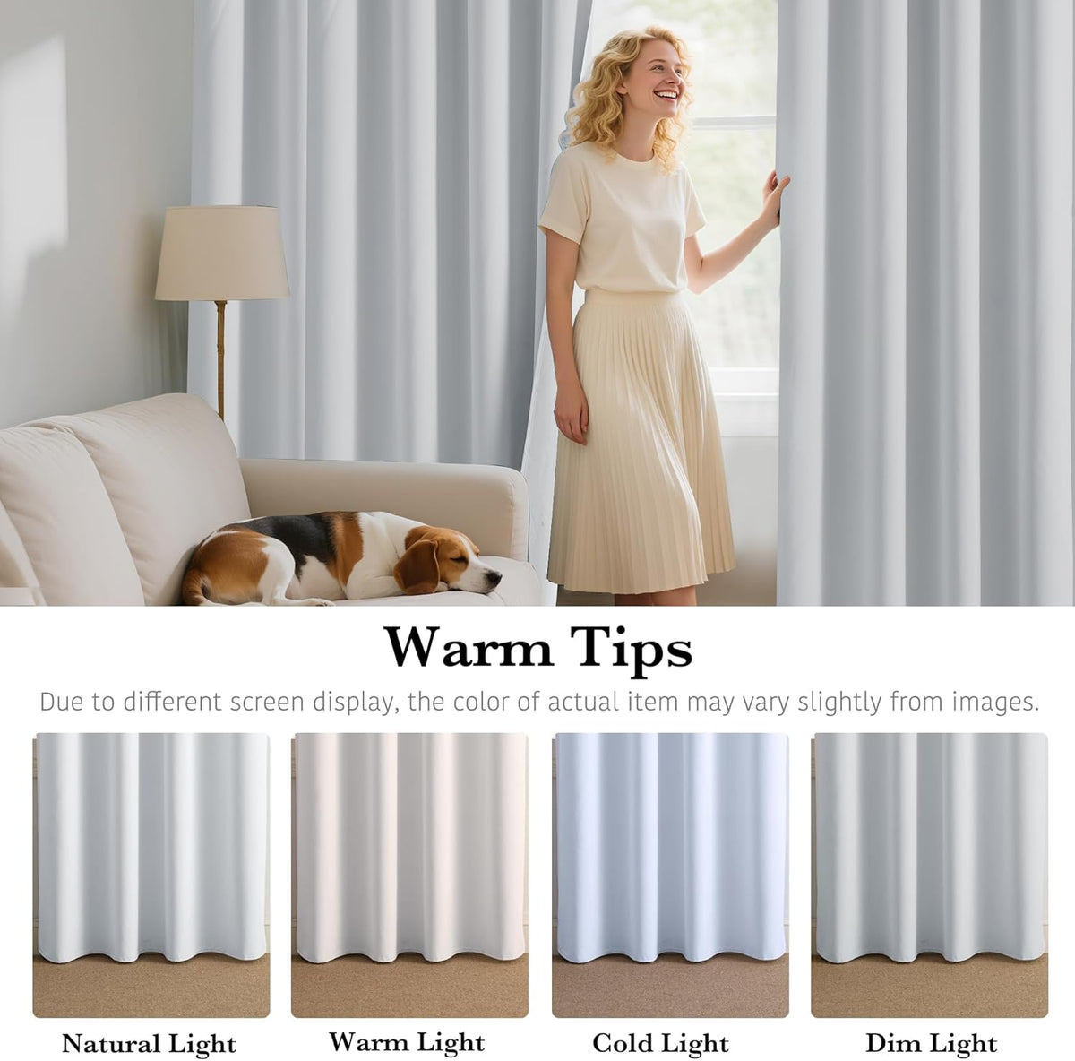 RYB HOME White Short Blackout for Small Window 45 inches Length, Thermal Insulated 100% Blackout