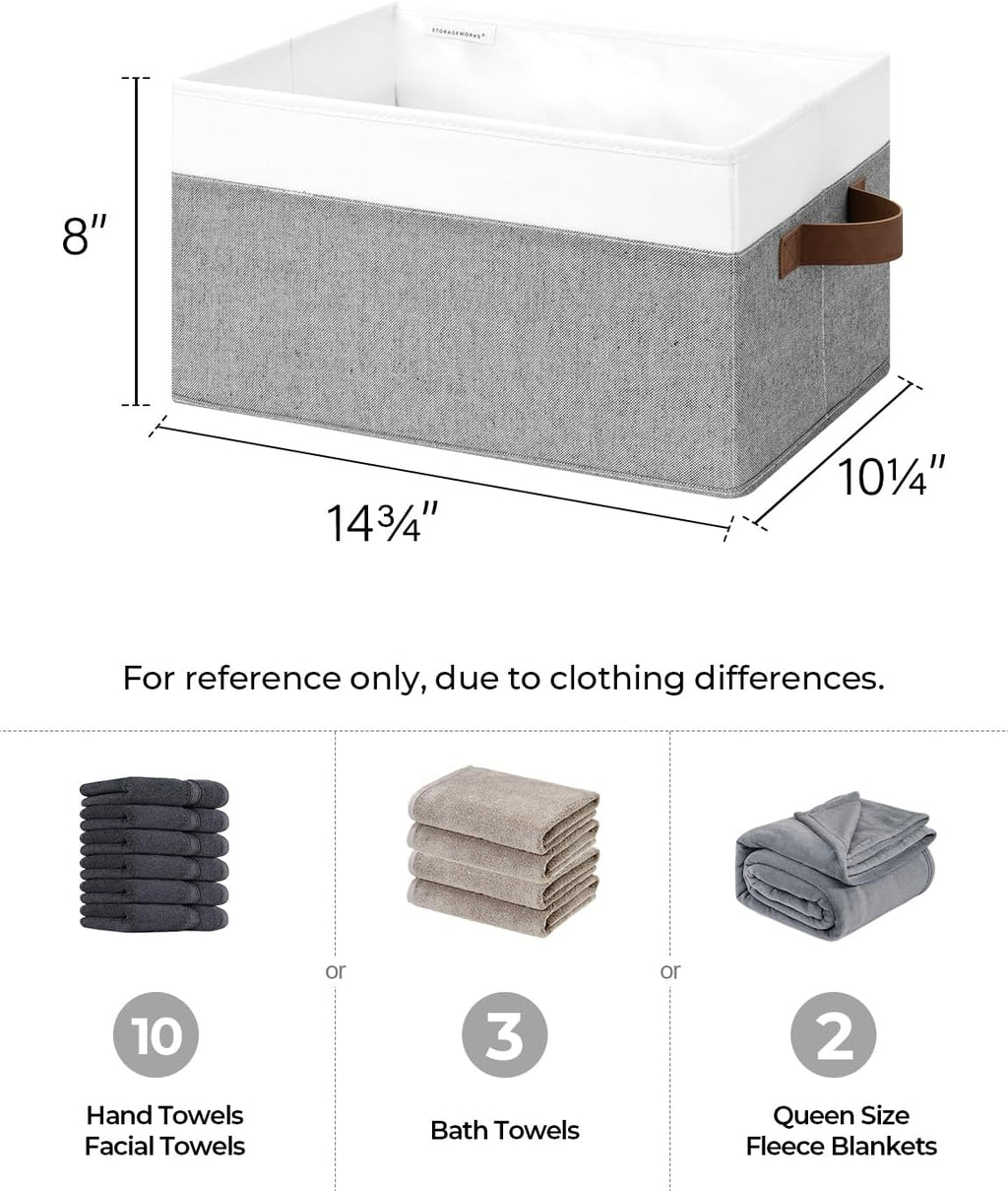 StorageWorks Storage Baskets for Shelves, Foldable Fabric Closet Storage Bins with Handles, Fabric