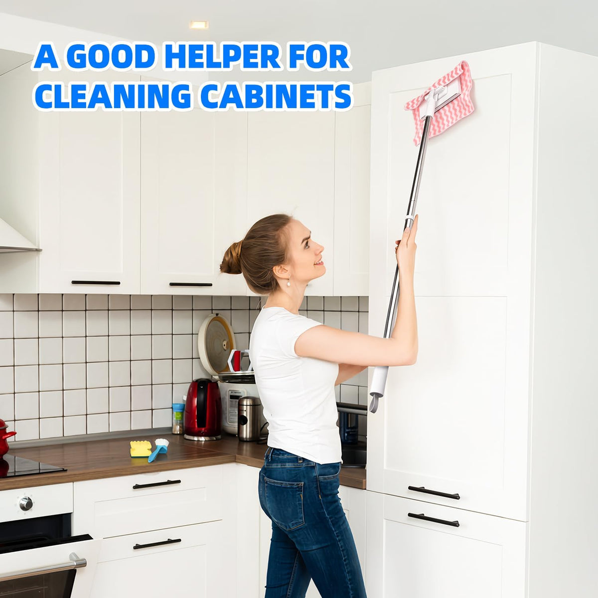 Mini Sweeper Mop No-Touch Dirty Cleaning Flat Dust Mop for Dry Wet Disposable Pads, Multi Surface