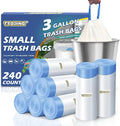 240 Count 3 Gallon Trash Bags Drawstring - 12 Liter Small Garbage Bags for Bathroom, 0.96 Mil