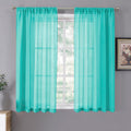 Tollpiz Short Sheer Curtain Living Room Linen Textured Curtains Sheer Light Filtering Voile Rod