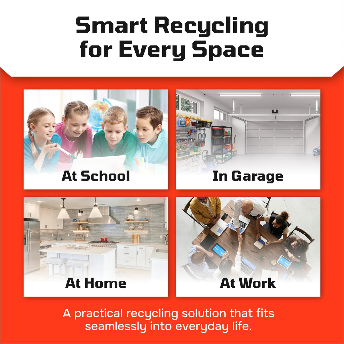 Multi Bin Recycling System with Three Stackable 6 Gallon Recycle Bins to Build Your Recycling