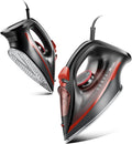 Irons Steamer for Clothes, 1500W Iron with Burst of Steam, 500 Microsteam Holes, Powerful Steam