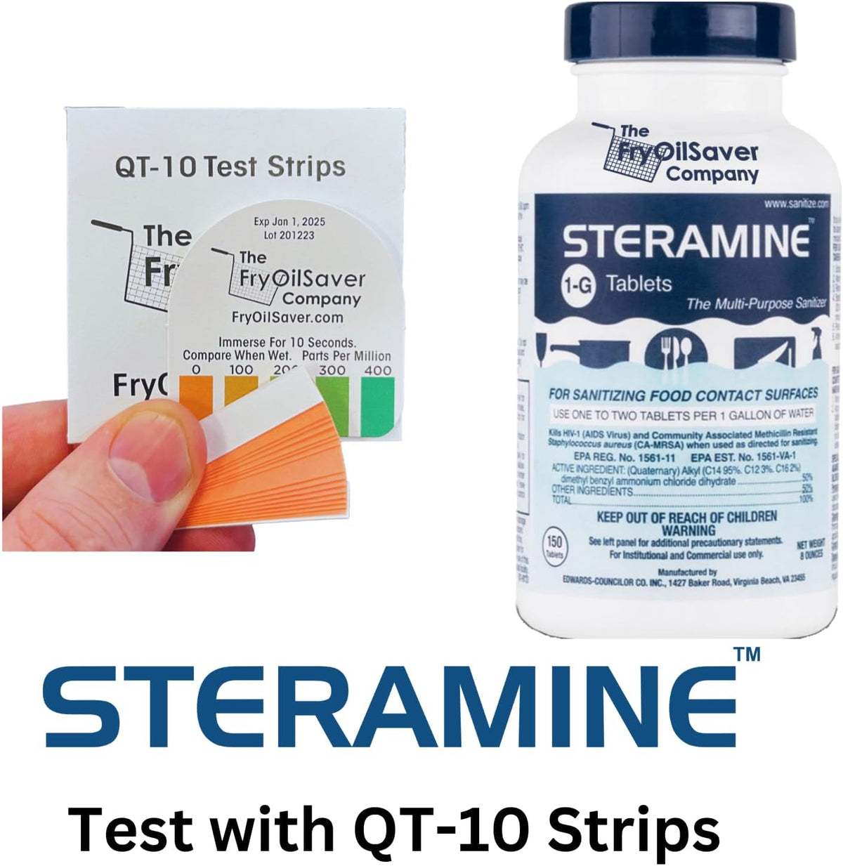 1 Bottle Steramine Sanitizer Tablets - Multi Purpose Steramine Sanitizing Tablets for Food Contact