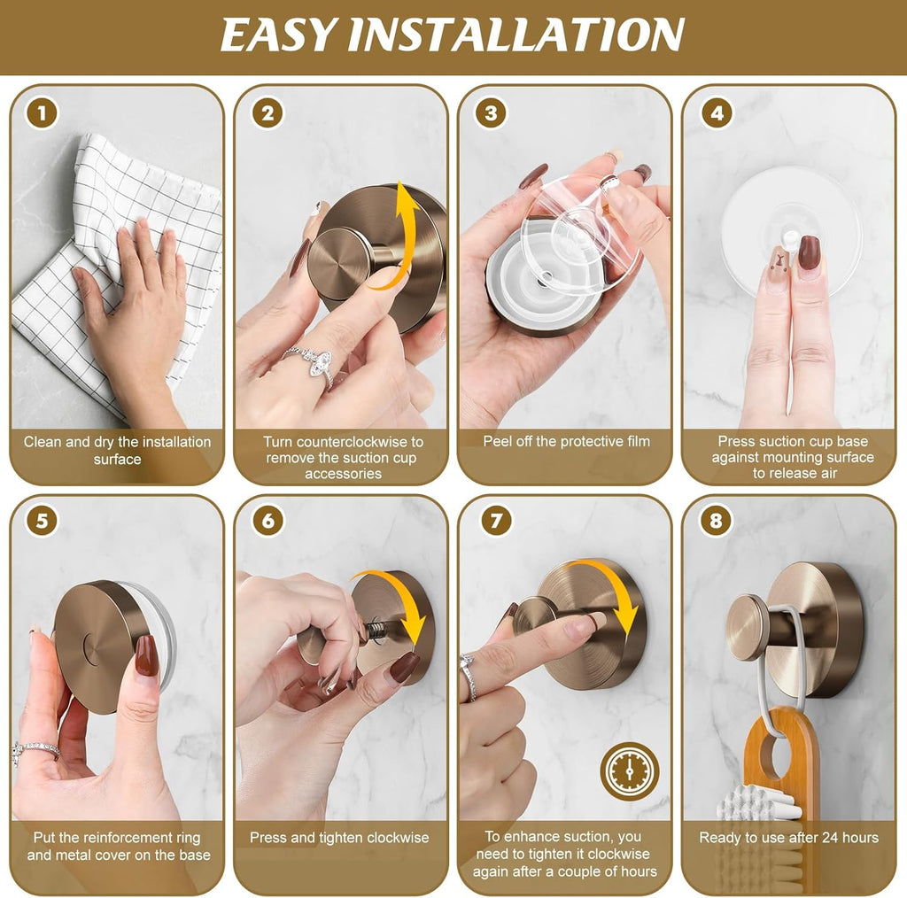 Suction Cup Hooks for Shower,4Pcs Shower Towel Suction Hooks,No Drill Towel Hooks for Bathroom