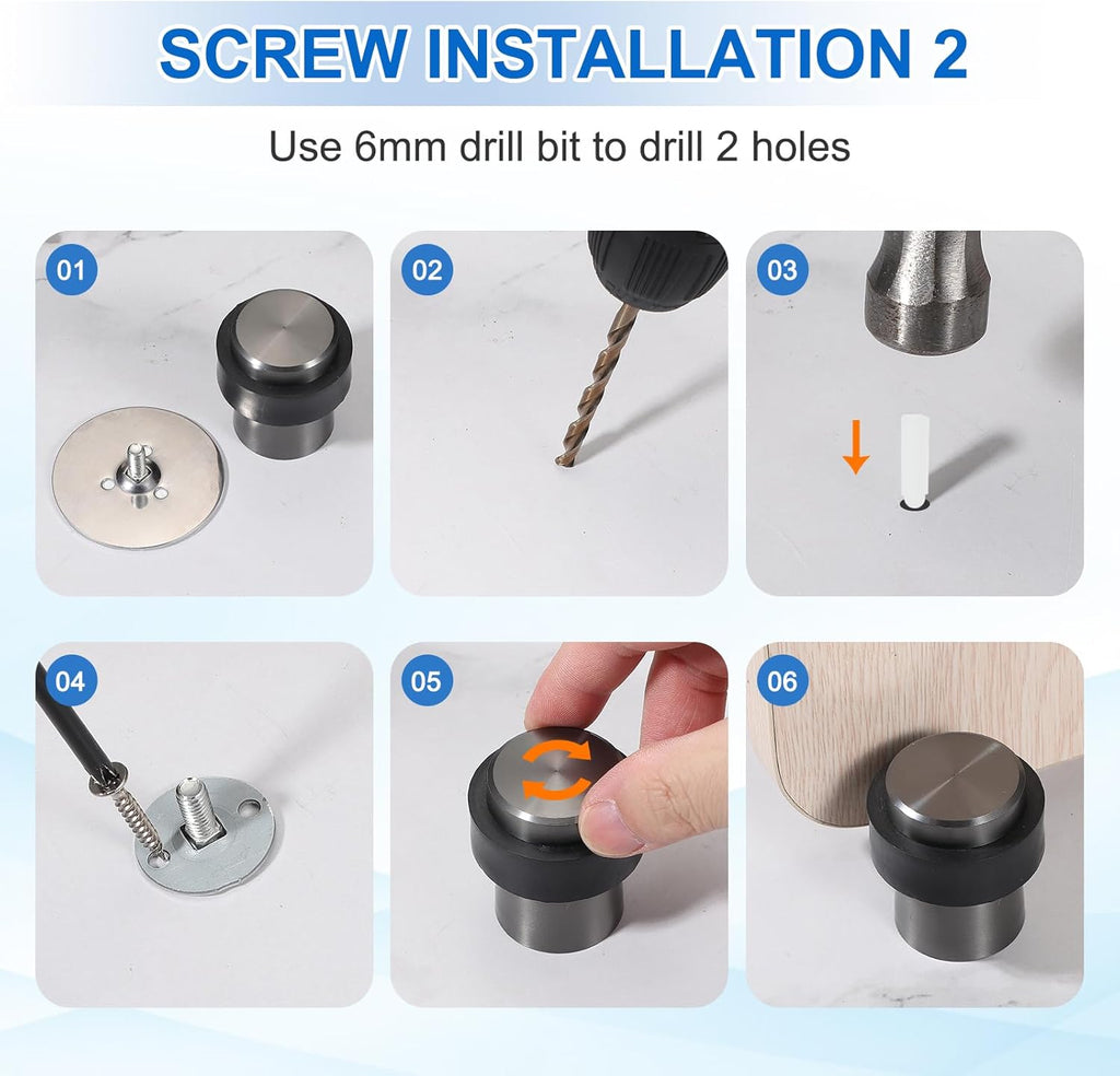 PATIKIL 3Set Round Door Stoppers, 60mm Stainless Steel Door Stop Doorstop Wedge Metal Cylinder Self