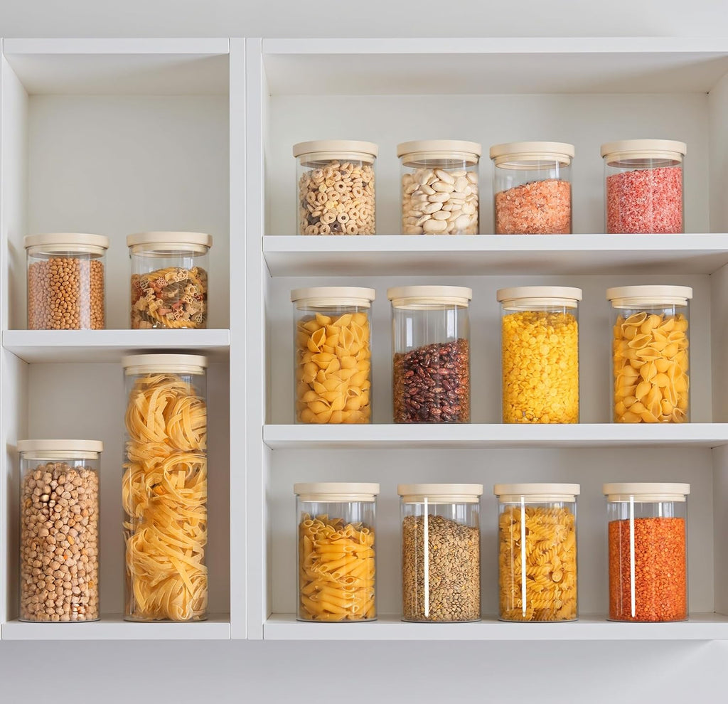 Urban Green Glass Food Storage Jar with Glass Lid, Food Canister Set with Airtight Lids, Pantry