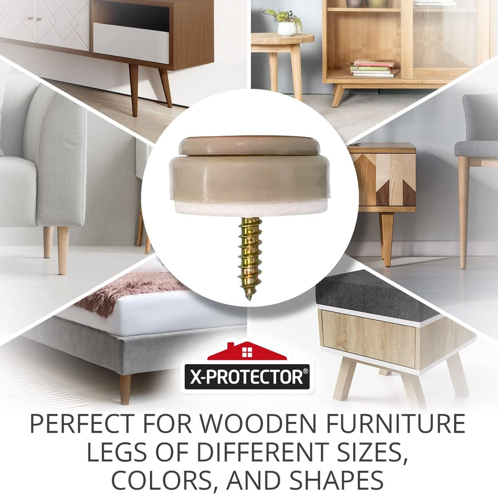 Chair Glides X-PROTECTOR – 8 PCS 1" Furniture Glides – Screw-On Chair Sliders – Premium Chair Leg
