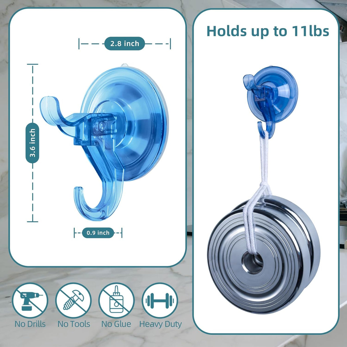 Antimbee 3 Pack Suction Hooks, Clear Suction Hangers for Shower, Bathroom, Glass, Door, Windows