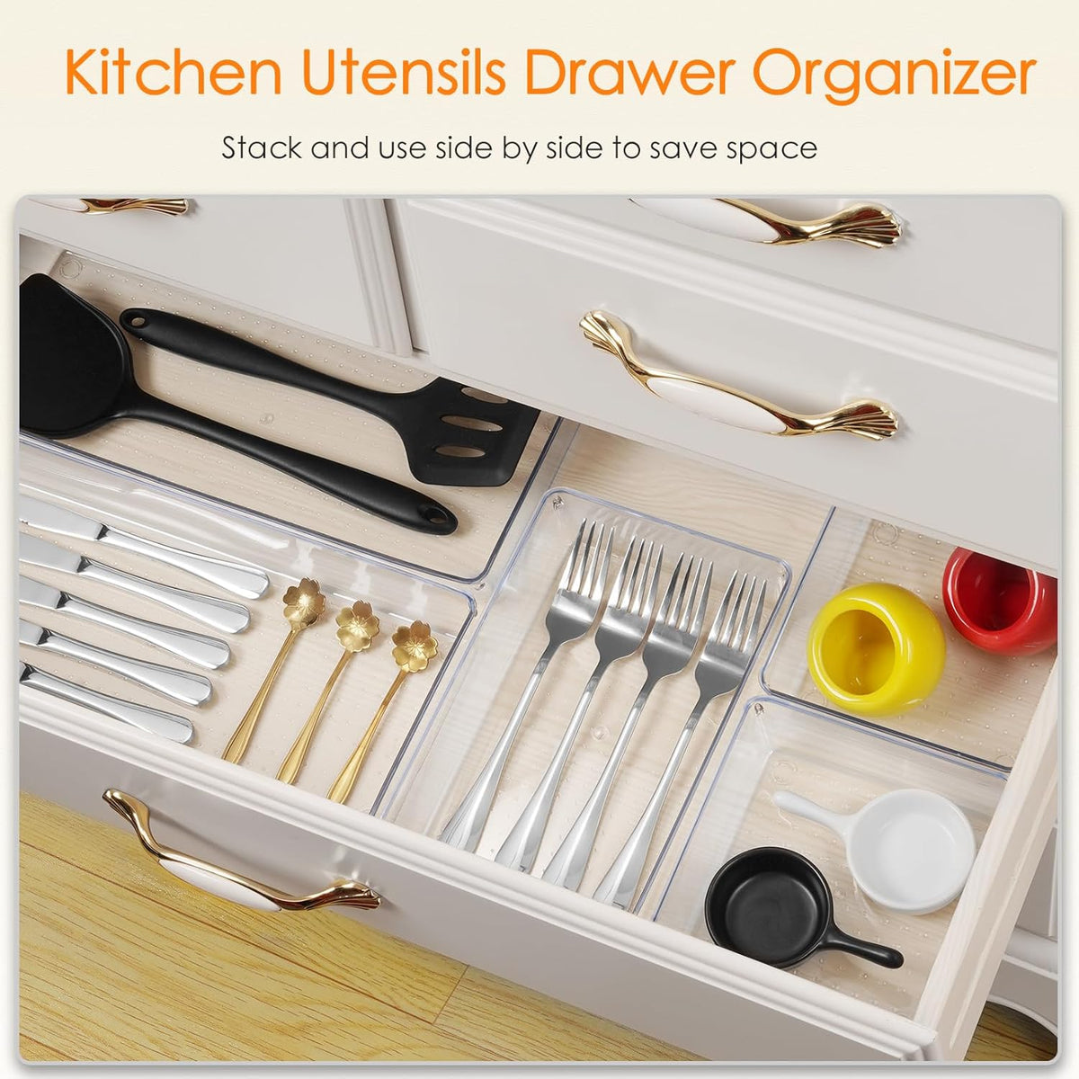 Criusia Drawer Organizer, 26 Pack Clear Plastic Drawer Organizer Bins, Versatile Organization and