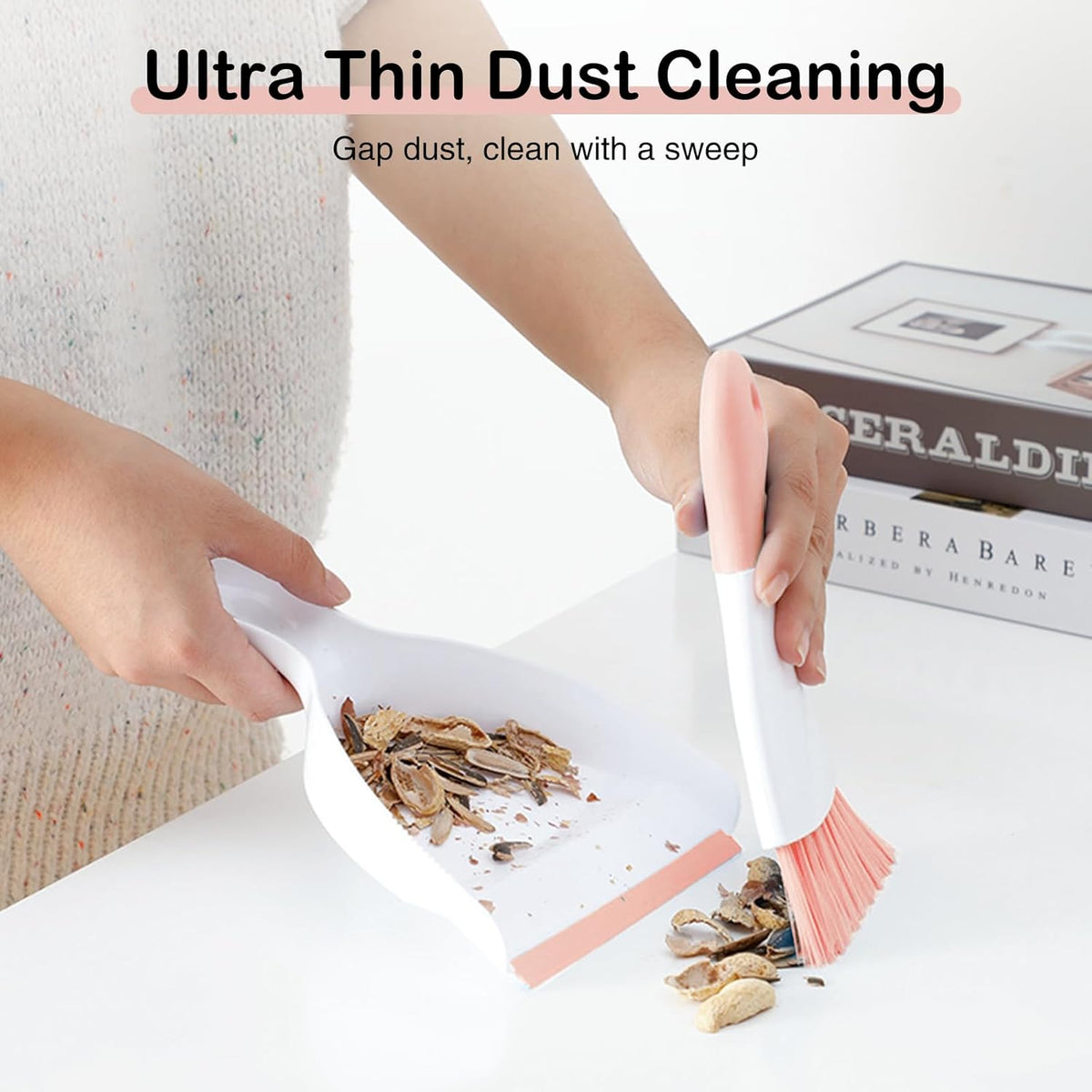 NACENA Mini Dustpan and Brush Set, Small Broom and Dustpan Set Dust Pan and Mini Hand Broom Dustpan