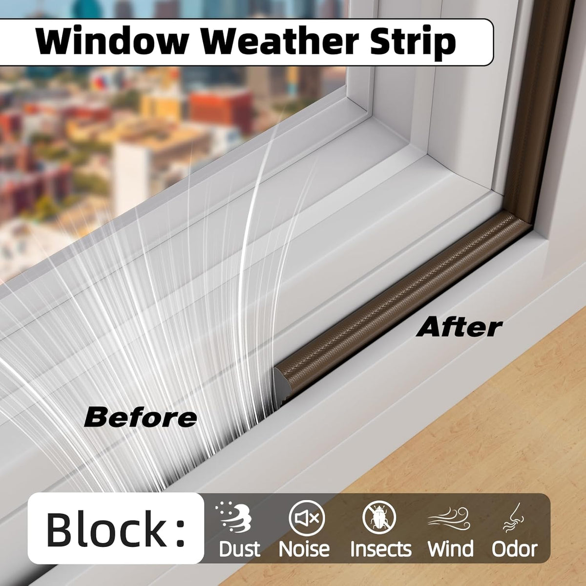 2Pcs×196" Wedge Weather Stripping Door Seal Strip for Door Frame & Window,Self Adhesive Window