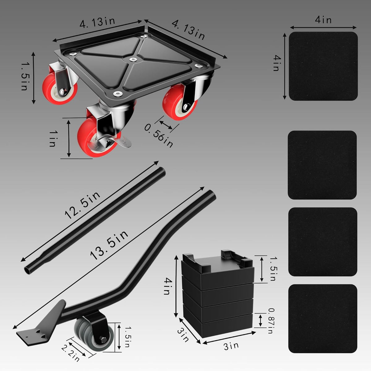 Furniture Dolly,Furniture Movers with 5 Wheels,Carbon Steel Panel Heavy Duty Dolly,Furniture Lifter