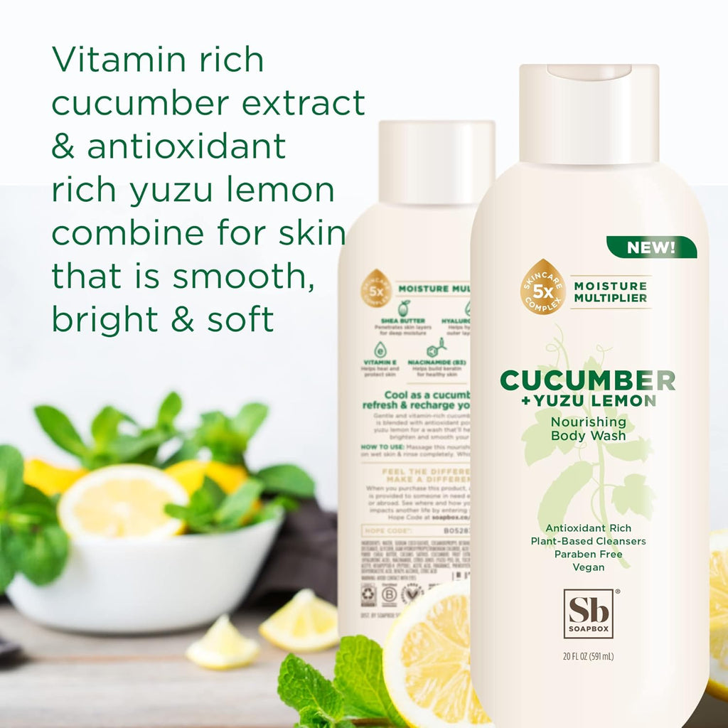 Soapbox Cucumber + Yuzu Lemon Body Wash for Women, Men, Vegan + Antioxidant Rich, Soothing