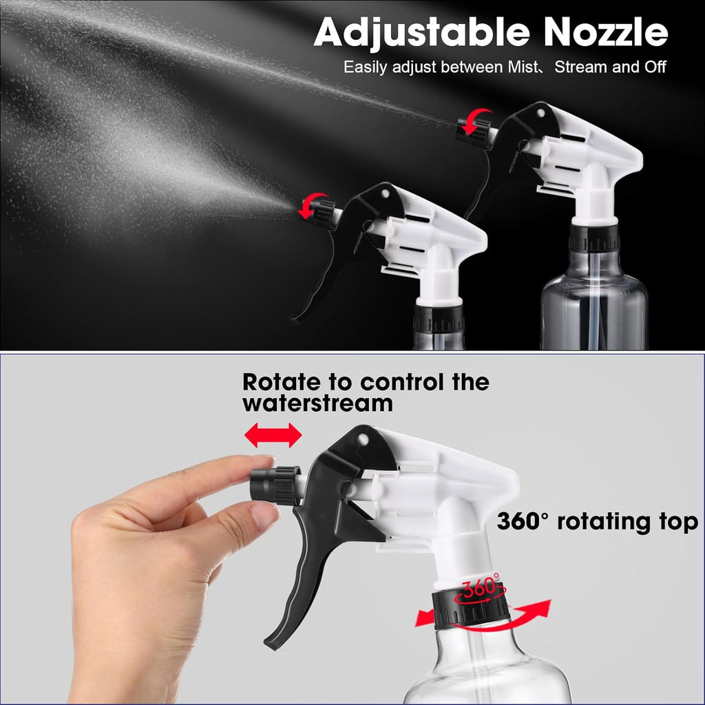 Eccliy 12 Pcs 16 Oz Plastic Spray Bottle, Adjustable Empty Reusable Sprayer for Cleaning, Planting