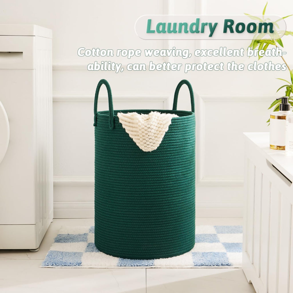 Laundry Basket,Woven Cotton Rope Laundry Hamper,40L for Decorative Storage of Dirty Clothes,Toys