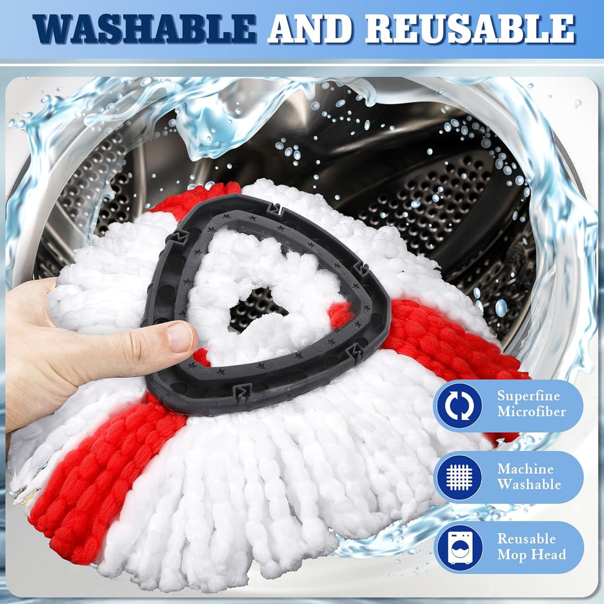 4 Pack Spin Mop Replacements Head Compatible for EasyWring 1-Tank System,Microfiber Spin Mop